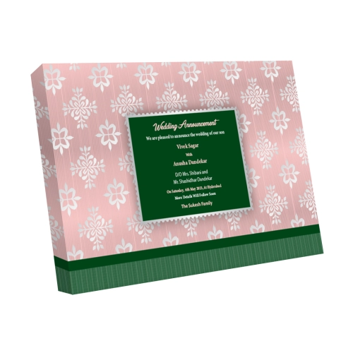 Wedding Announcement Gift Box | 4 x 75 Grams Dry Fruits Luxury Silver Kanchipuram Saree Design